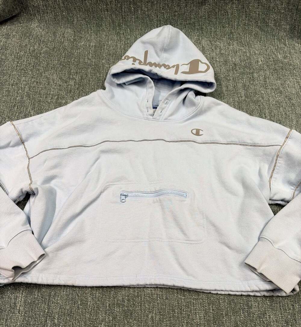 Champion Midfield Pullover Hoodie Size XL Light Blue Reflective